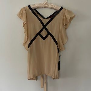 Line & Dot USA NEW Silk Top Tan/Nude/Black Sz M Beautiful New w/Tags